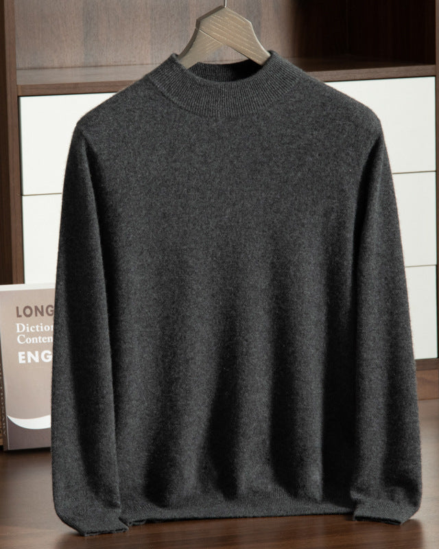 Audrie Men: 100% Cashmere-Wool Blend Mock Neck Jumper