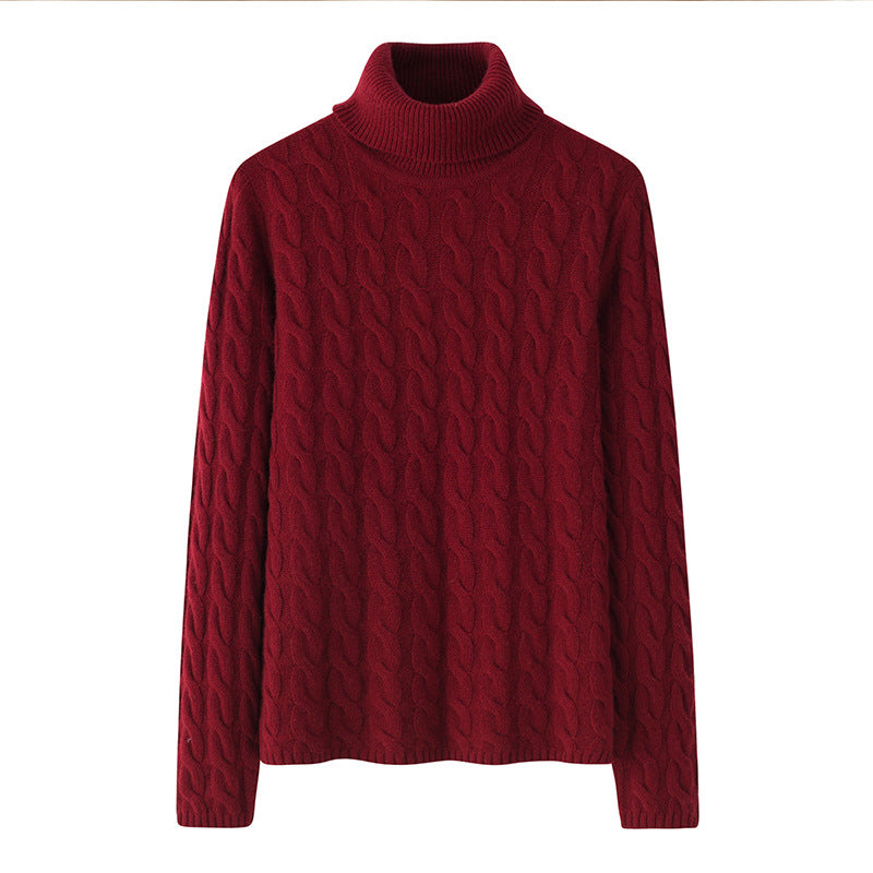 Audrie Women: 100% Cashmere Turtleneck Cable-Knit Jumber