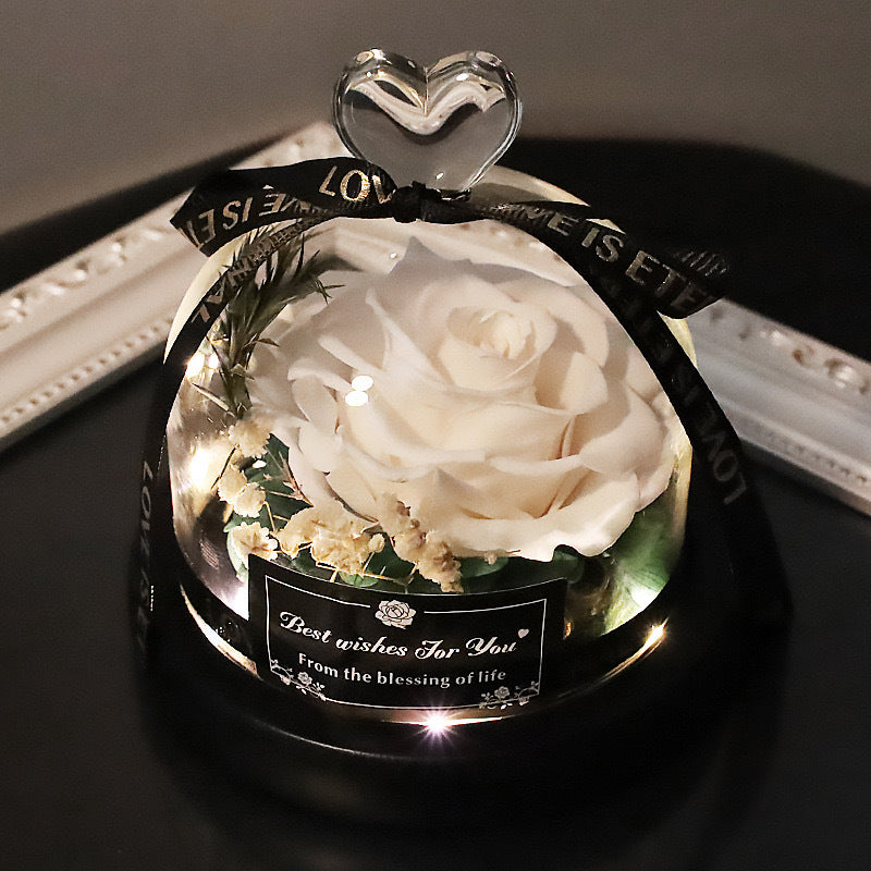 Eternal Rose in Glass Dome Gift Box Made of Fresh Real Rose (Customised Services Provided)