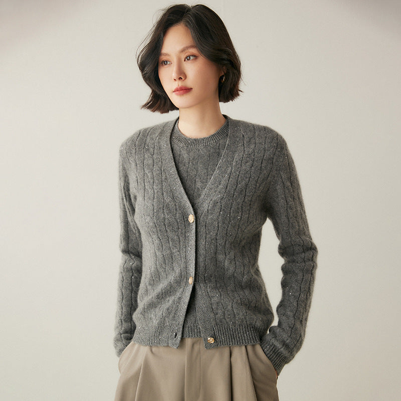 Audrie Women: Premium 100% Cashmere Vest and Cardigan