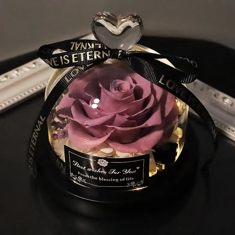 Eternal Rose in Glass Dome Gift Box Made of Fresh Real Rose (Customised Services Provided)