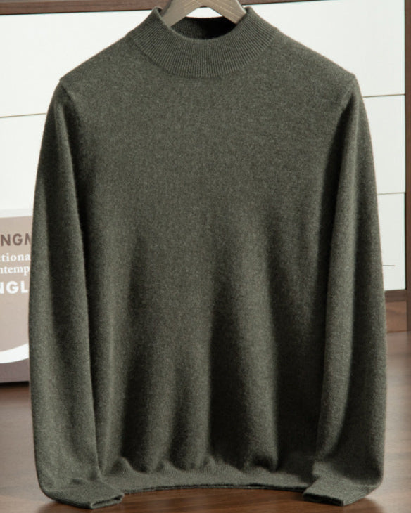 Audrie Men: 100% Cashmere-Wool Blend Mock Neck Jumper