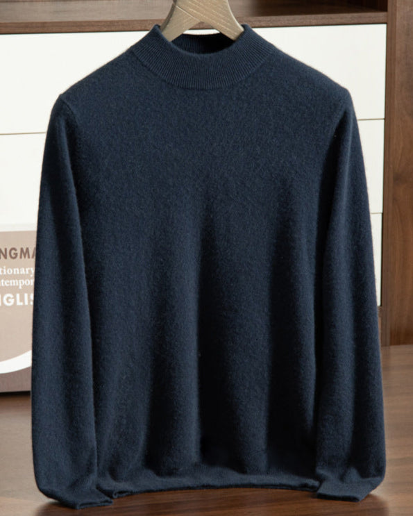 Audrie Men: 100% Cashmere-Wool Blend Mock Neck Jumper