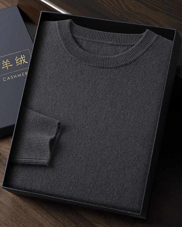 Audrie Men: 100% Cashmere-Wool Blend Crew Neck Jumper