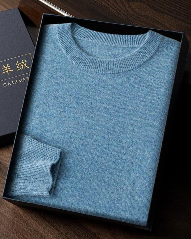 Audrie Men: 100% Cashmere-Wool Blend Crew Neck Jumper