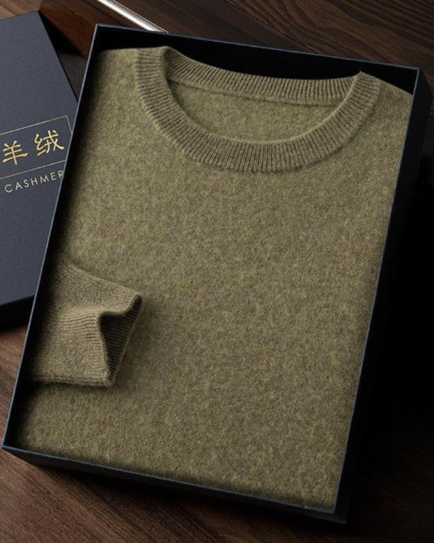 Audrie Men: 100% Cashmere-Wool Blend Crew Neck Jumper