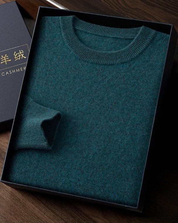 Audrie Men: 100% Cashmere-Wool Blend Crew Neck Jumper