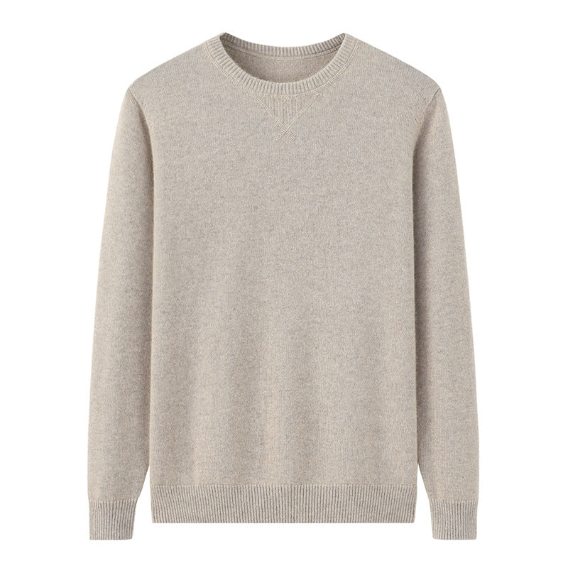 Audrie Men: Deluxe 100% Cashmere Thick Crew Neck Jumper