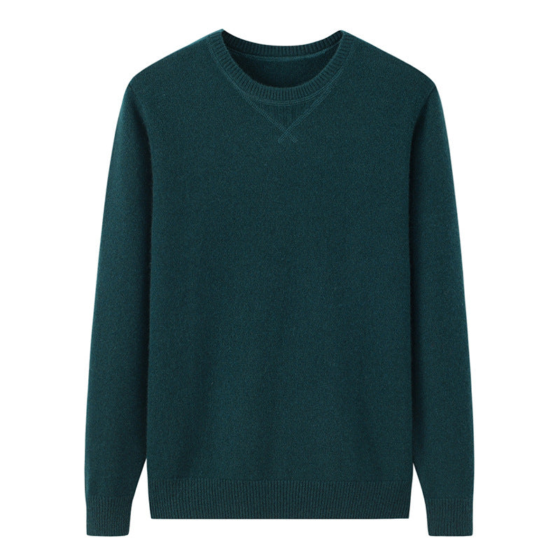 Audrie Men: Deluxe 100% Cashmere Thick Crew Neck Jumper