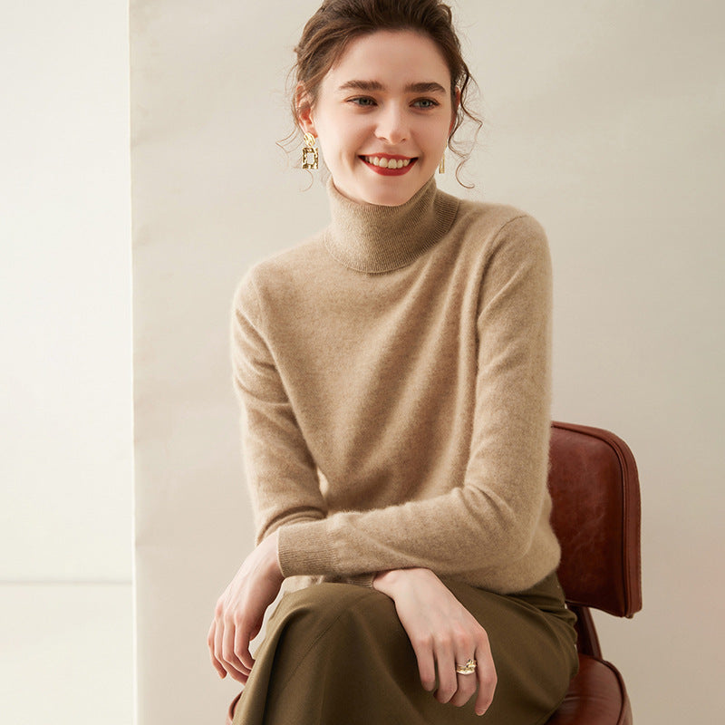 Audrie Women: 100% Cashmere-Wool Blend Timeless Turtleneck Jumper