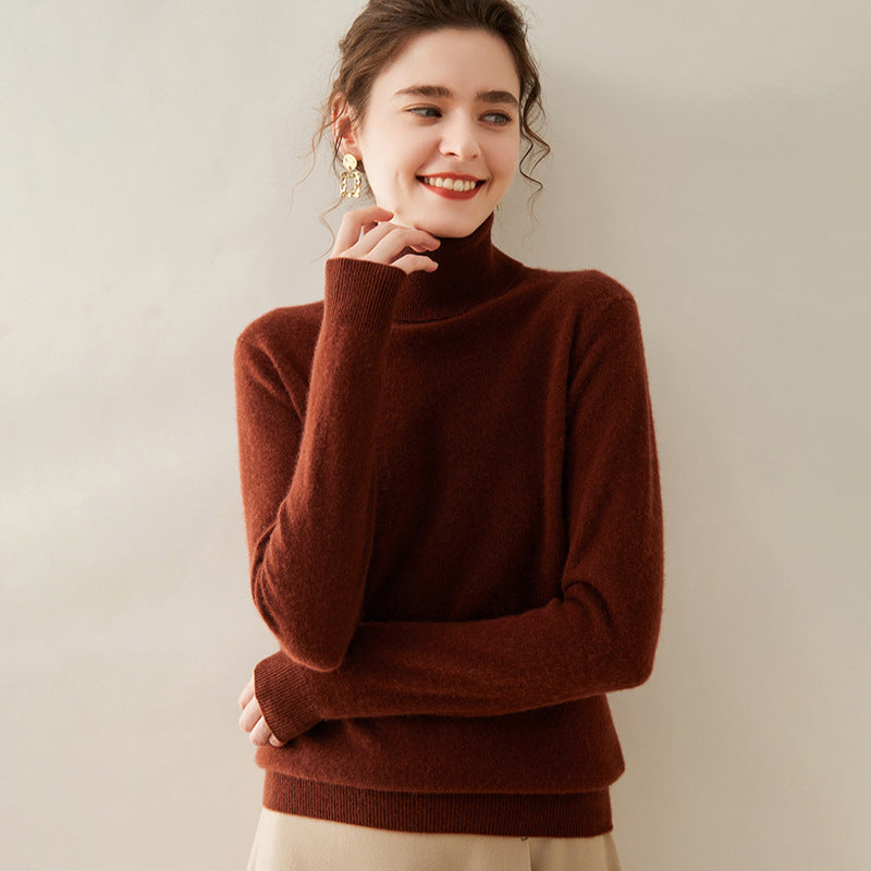 Audrie Women: 100% Cashmere-Wool Blend Timeless Turtleneck Jumper