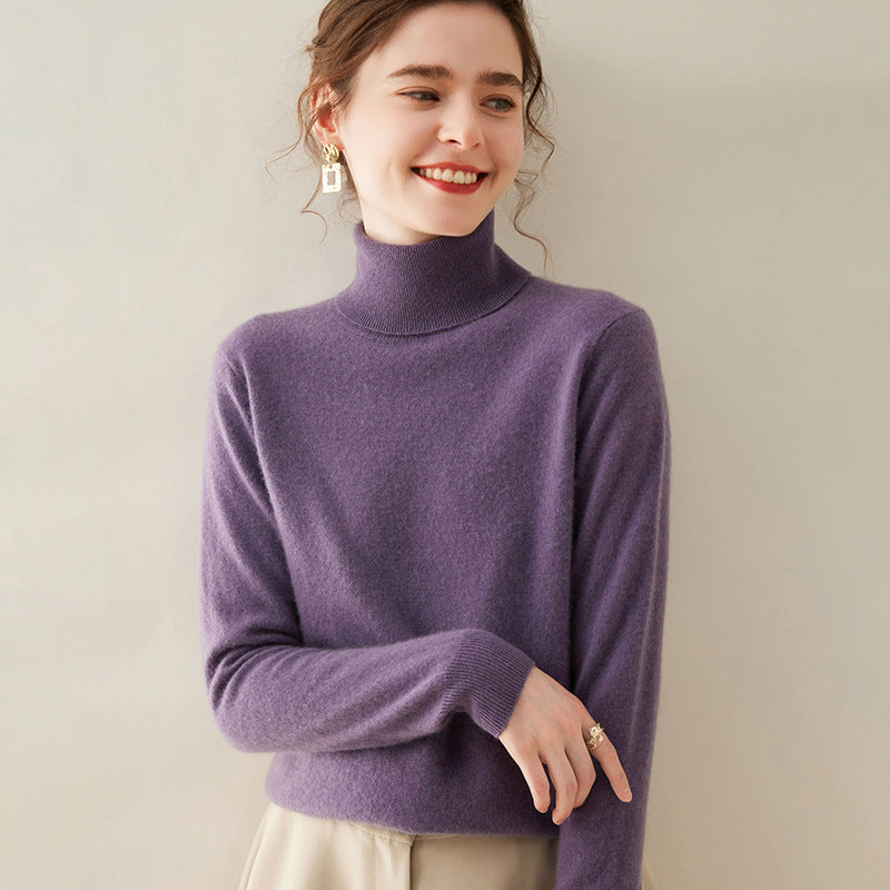 Audrie Women: 100% Cashmere-Wool Blend Timeless Turtleneck Jumper