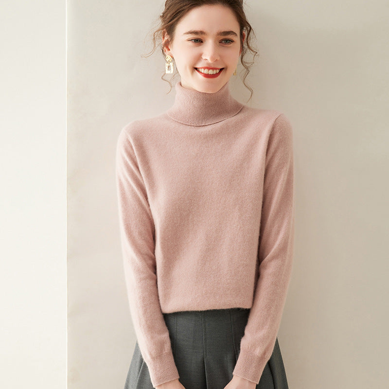 Audrie Women: 100% Cashmere-Wool Blend Timeless Turtleneck Jumper