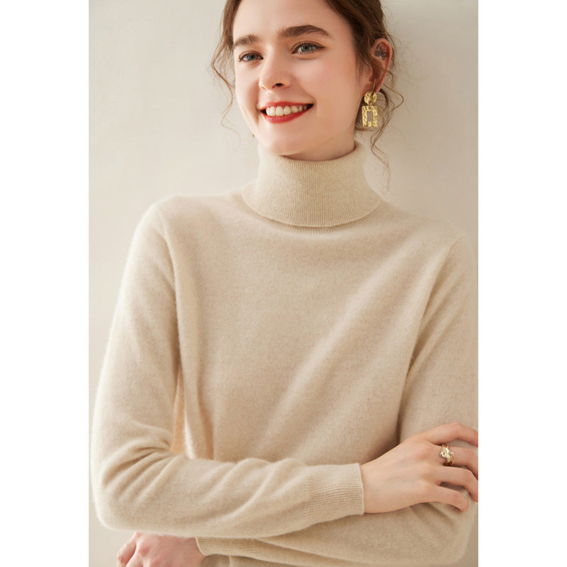 Audrie Women: 100% Cashmere-Wool Blend Timeless Turtleneck Jumper