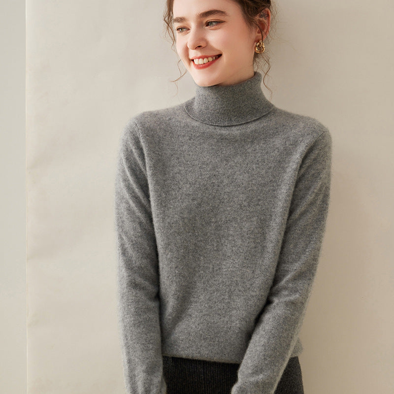 Audrie Women: 100% Cashmere-Wool Blend Timeless Turtleneck Jumper