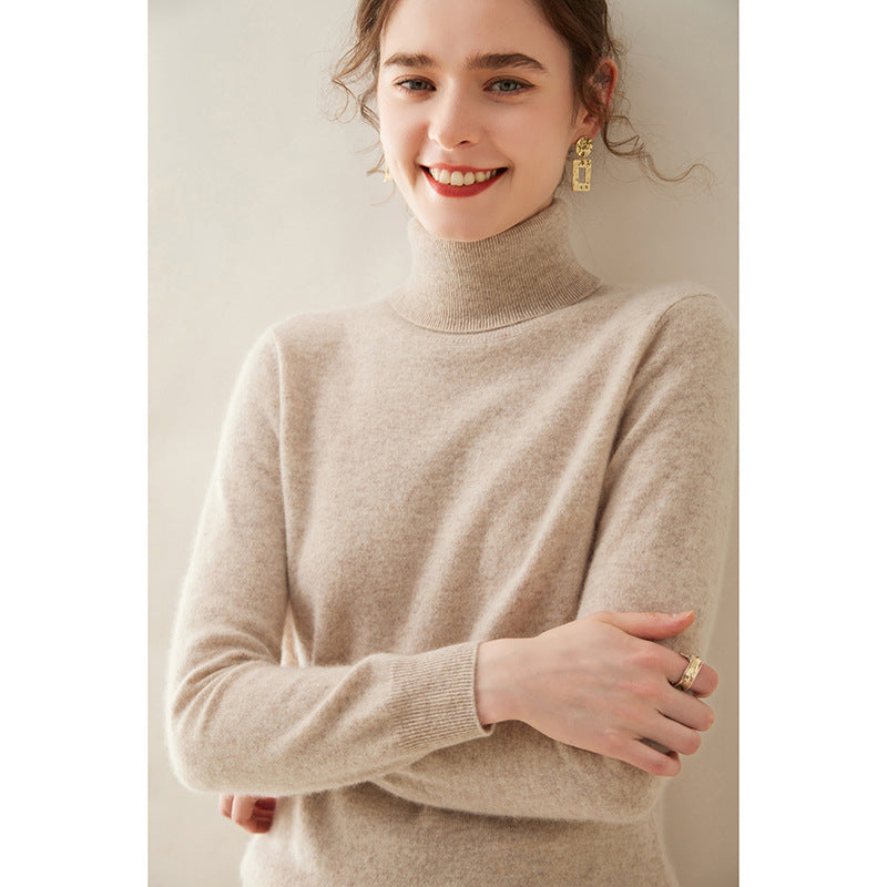 Audrie Women: 100% Cashmere-Wool Blend Timeless Turtleneck Jumper