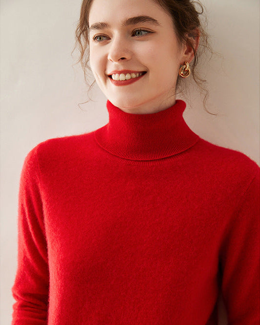 Audrie Women: 100% Cashmere-Wool Blend Timeless Turtleneck Jumper