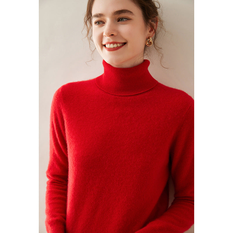 Audrie Women: 100% Cashmere-Wool Blend Timeless Turtleneck Jumper