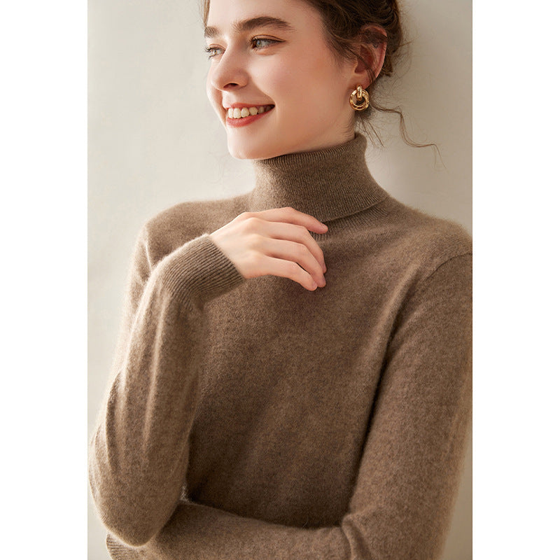 Audrie Women: 100% Cashmere-Wool Blend Timeless Turtleneck Jumper