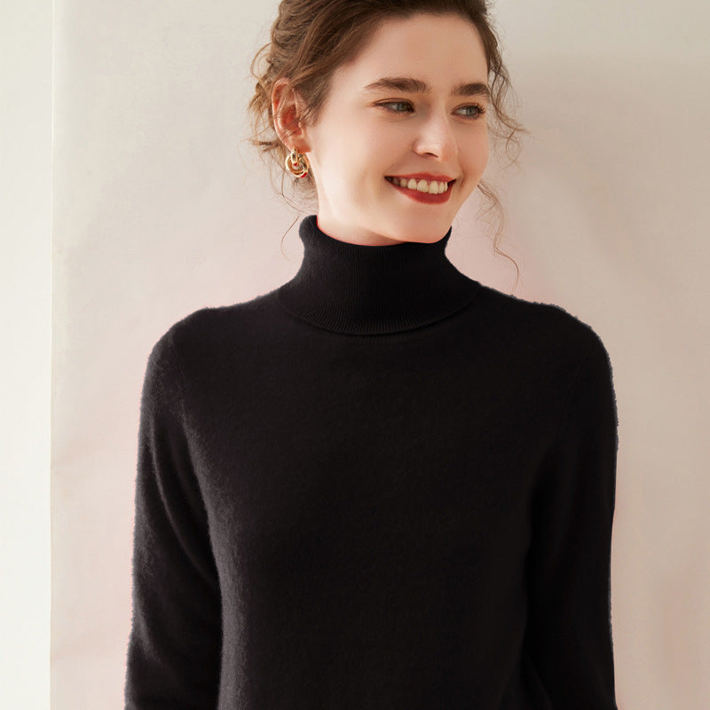 Audrie Women: 100% Cashmere-Wool Blend Timeless Turtleneck Jumper